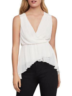 Bcbgmaxazria Pleated Asymmetrical Faux Wrap Top