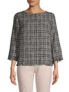 Anne Klein Fringed Tweed Boxy Top
