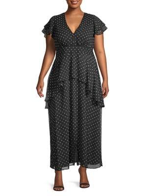 Rachel Rachel Roy Plus Val Dotted Ruffle Layered Maxi Dress