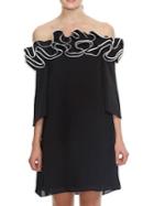 Halston Heritage Off-the-shoulder Ruffle Neck Dress