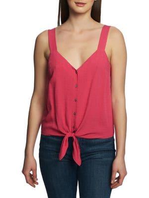 1.state Tie-hem Buttoned Crop Tank