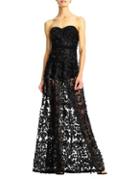 Aidan By Aidan Mattox Embroidered Strapless Floor-length Gown