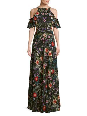 Cooper St Floral Cold-shoulder Maxi Dress
