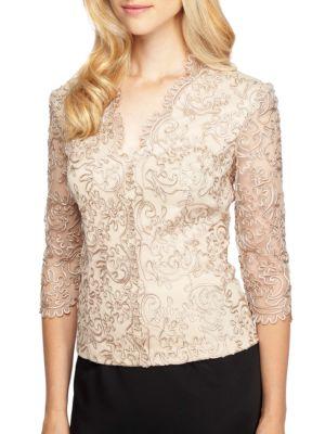 Alex Evenings Plus Embroidered V-neck Top