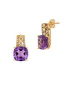 Lord & Taylor Diamond, Amethyst And 14k Yellow Gold Drop Earrings