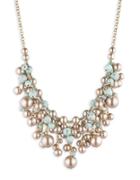 Carolee Turquoise Sands Statement Faux Pearl Beaded Adjustable Frontal Necklace