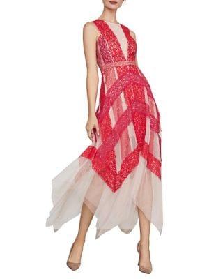 Bcbgmaxazria Floral Lace Handkerchief Dress