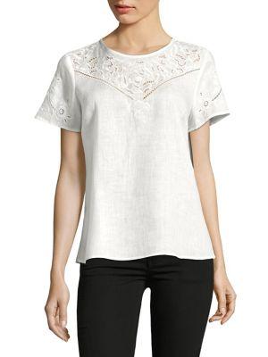 Karl Lagerfeld Paris Eyelet Linen Tee