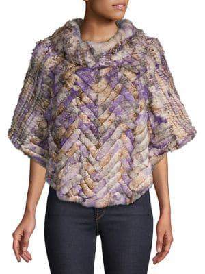 Diana Rosh Textured Rabbit Fur Poncho