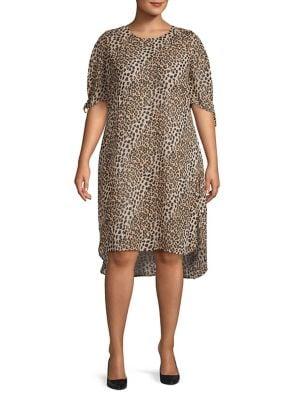 Vince Camuto Plus Exotic Animal Drawstring Tunic Dress