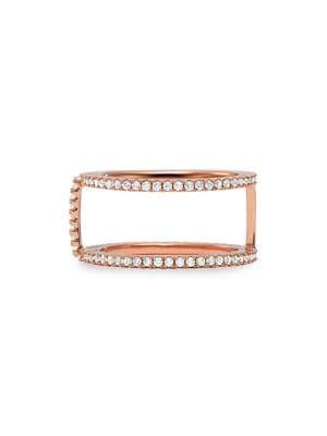 Michael Kors Custom Kors 14k Rose-goldplated & Crystal Ring Jacket