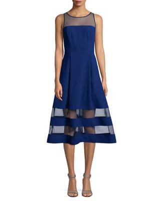 Aidan By Aidan Mattox Crepe Mesh Fit-and-flare Dress