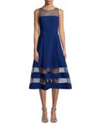Aidan By Aidan Mattox Crepe Mesh Fit-and-flare Dress