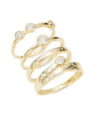 Lord & Taylor Goldtone, Sterling Silver & Cubic Zirconia Stackable Ring