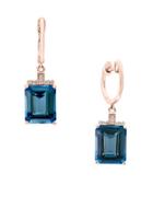 Effy Ocean Bleu Diamond, London Blue, 14k Gold & 14k Rose Gold Hoop Earrings