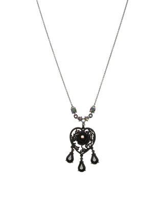 Betsey Johnson Crystal Roses Stationary Pendant Necklace