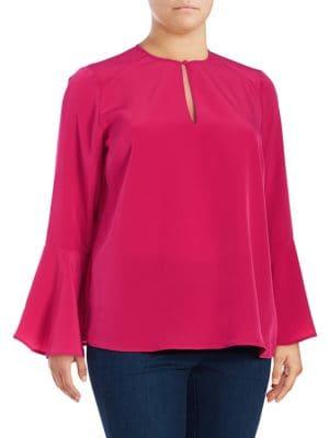 Seven7 Plus Keyhole Bell Sleeve Blouse