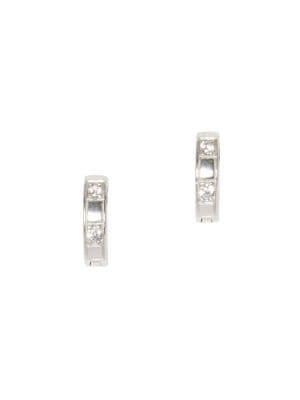 Sole Society Silvertone Stone-studded Huggie Hoop Earrings