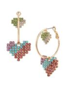 Bcbgeneration Heartbreaker Pastel Multi-stone Heart Hoop Earrings