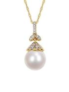 Sonatina 10-10.5mm South Sea Cultured Pearl, Diamond And 14k Yellow Gold Floral Drop Necklace