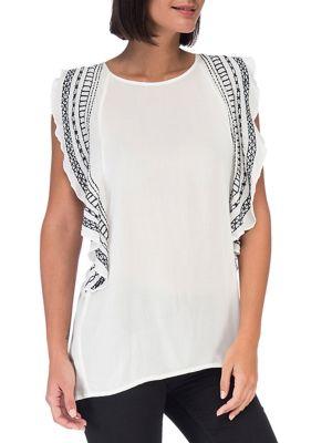 Bobeau Skyler Embroidered Blouse