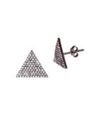 Lord & Taylor Cubic Zirconia And Sterling Silver Triangle Stud Earrings