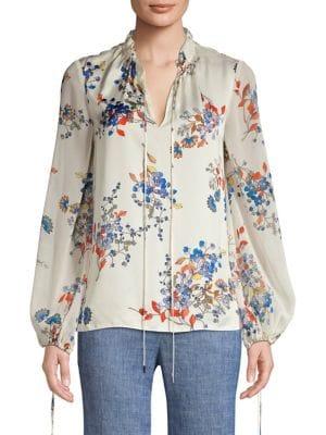 Elie Tahari Laya Floral Silk Blouse