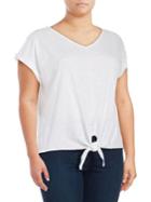 Lord & Taylor Plus Tie-front Cotton Tee