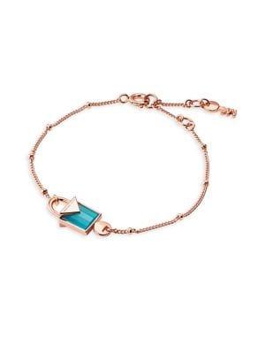 Michael Kors Aquamarine Agate And Sterling Silver Mercer Padlock Bracelet