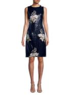 Vince Camuto Embroidered Floral Sequined Sheath Dress