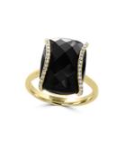 Effy Eclipse Diamonds, Onyx And 14k Yellow Gold Ring