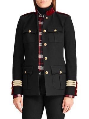 Lauren Ralph Lauren Velvet-trimmed Mockneck Jacket
