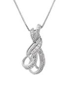Lord & Taylor Sterling Silver, 0.50tcw White Diamond Knot Necklace