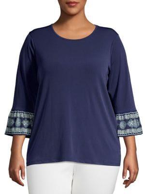 Michael Kors Plus Mixed-media Bell-sleeve Top