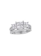 Sonatina Diamond Bridal 14k White Gold Diamond Quad Three-stone Bridal Ring Set