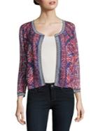 Nic+zoe Picasso Printed Open-front Cardigan