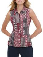 Tommy Hilfiger Printed Sleeveless Button-front Shirt