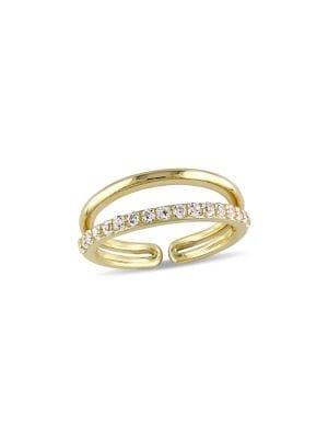 Sonatina Sterling Silver & White Topaz Split Shank Anniversary Band Ring