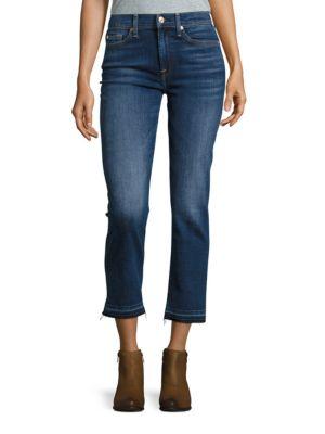 7 For All Mankind Raw-edge Cropped Flared Jeans