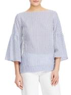 Lauren Ralph Lauren Petite Striped Bell-sleeve Top