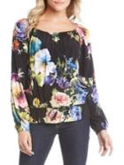 Karen Kane Ruffled Drawstring Floral Top