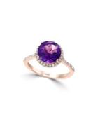 Effy Eclipse 14k Rose Gold, Diamond & Amethyst Ring