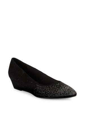 Anne Klein Ellery Embellished Suede Wedge Heels