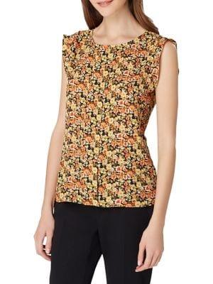 Tahari Arthur S. Levine Floral Pleated Top