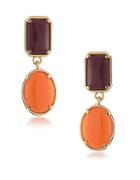 1st And Gorgeous Garnet And Orange Cabochon Double-drop Earrings