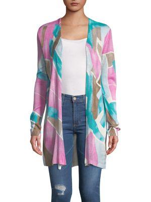 Context Patch Print Open Cardigan