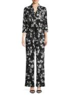 Calvin Klein Three-quarter Floral Tie Waist Jumpsuit