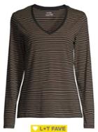 Lord & Taylor Striped V-neck Top