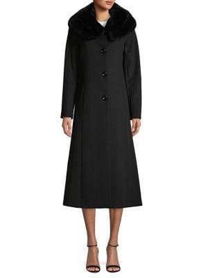 Forecaster Of Boston Rex Rabbit Fur Shawl Collar Flared Midi Coat