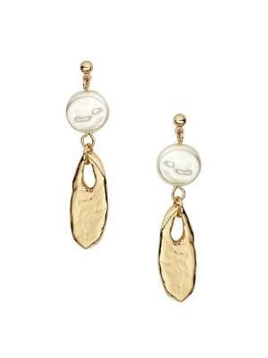 Design Lab Double Disc Link Drop Earrings